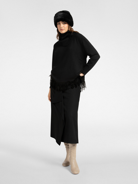 Wrap skirt with jabot