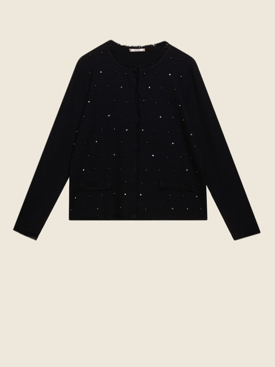 Elenamiro&nbsp;: Cardigan brod&eacute; Bleu_1