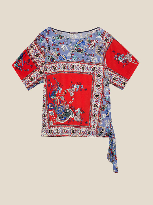 Elenamiro: T-shirt estampada com n&oacute; lateral Vermelho_1