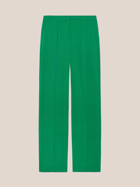 Straight-leg stretch flowing fabric trousers