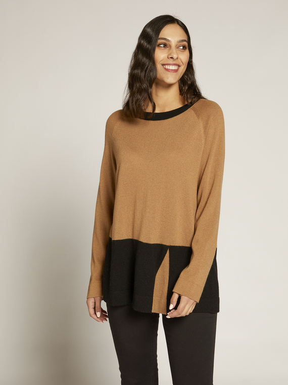 Pullover mit Bündchen in Kontrastfarbe
