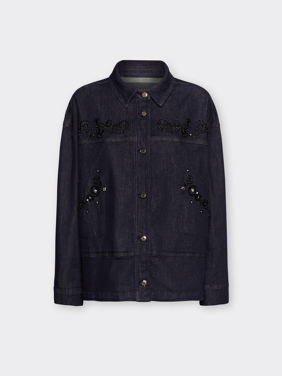 Unstrukturierte bestickte Jeansjacke