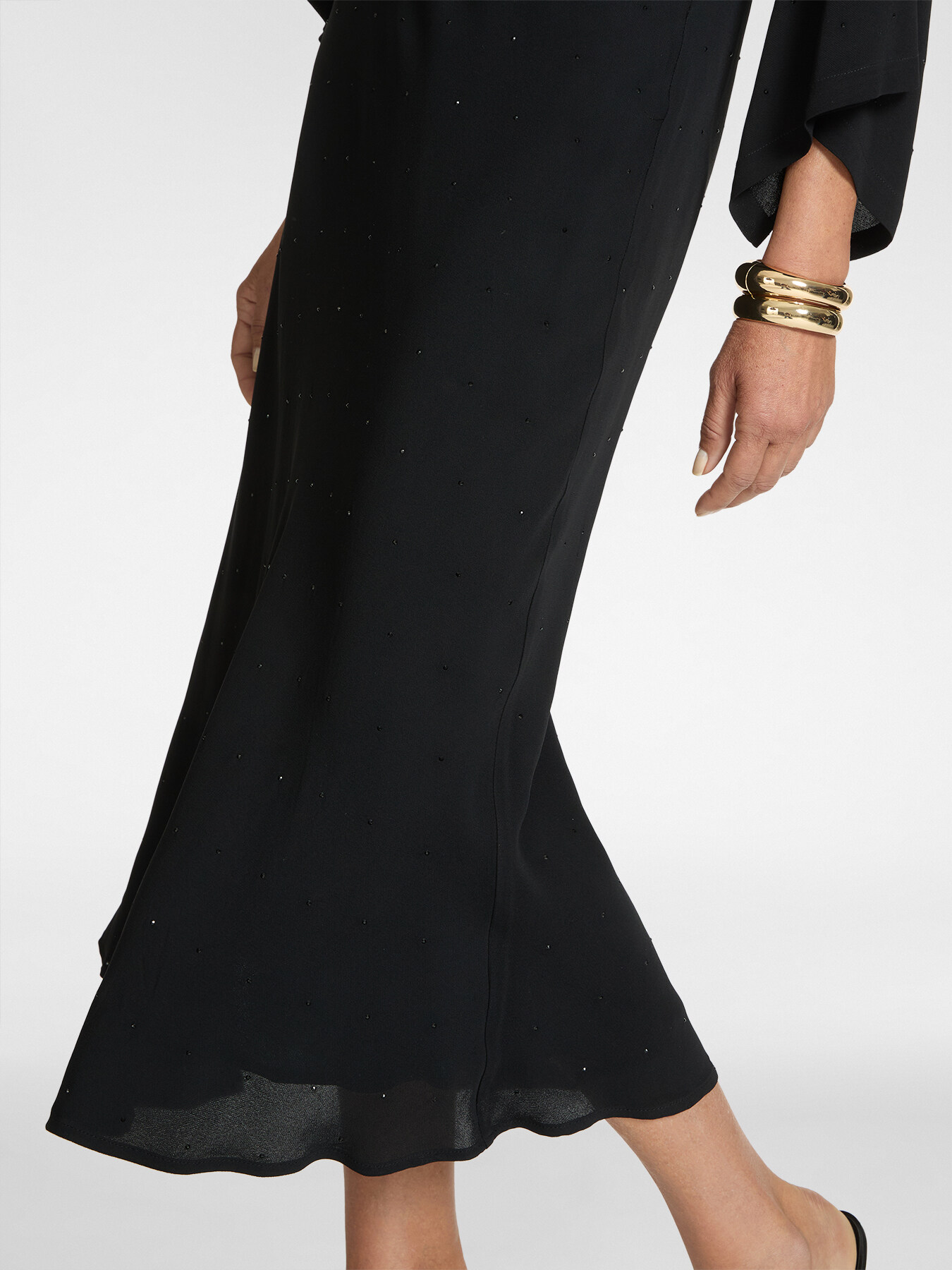 Long A-line skirt in embroidered viscose image number 3