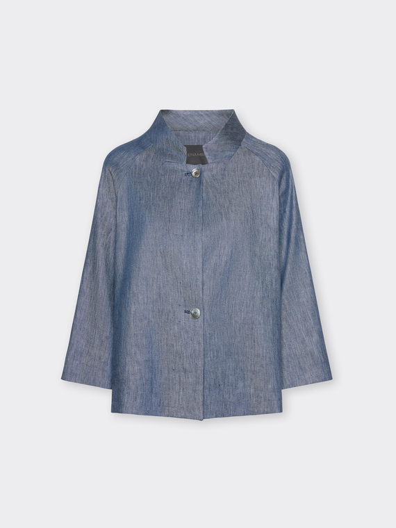 Veste boxy en lin effet denim