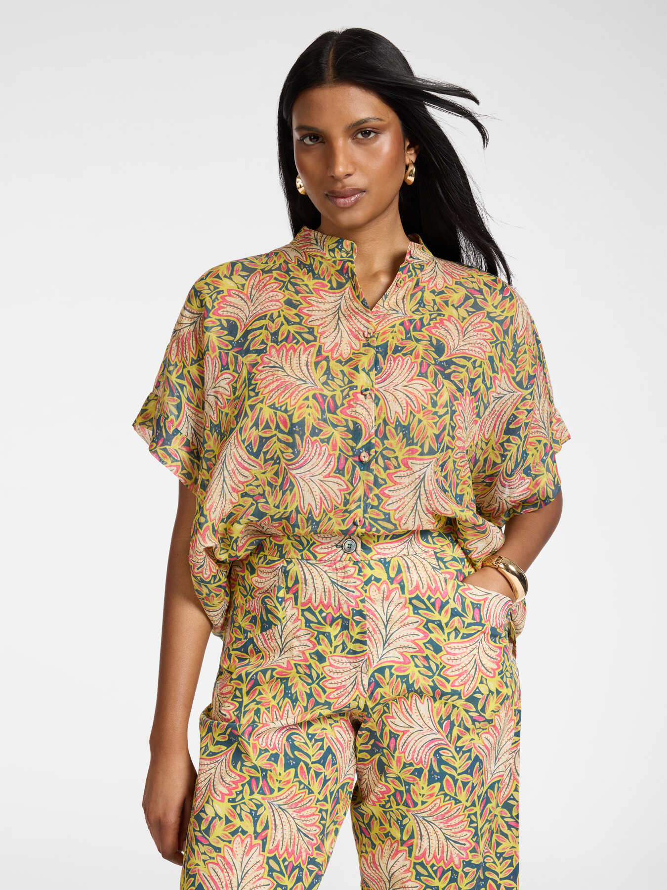 Printed ramie shirt