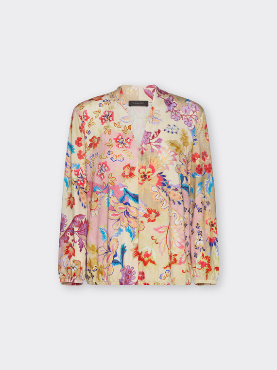 Bedrucktes T-Shirt mit V-Ausschnitt