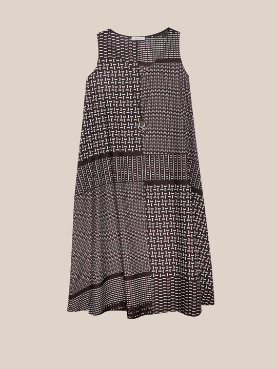 Elenamiro: Vestido estampado com colar Castanho_1