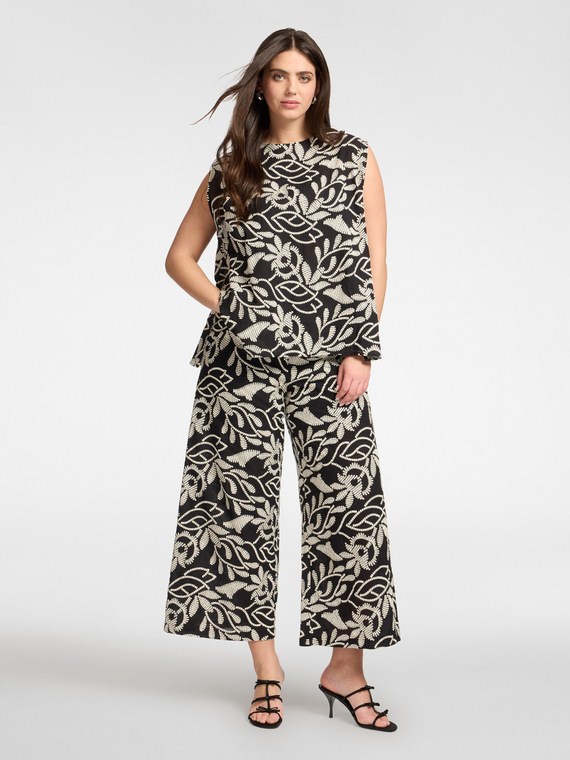 Pantalon en voile brod&eacute;