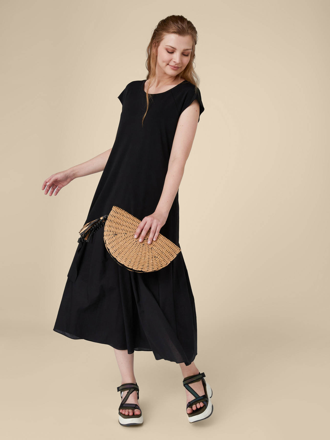 Jersey and voile dress image number 0