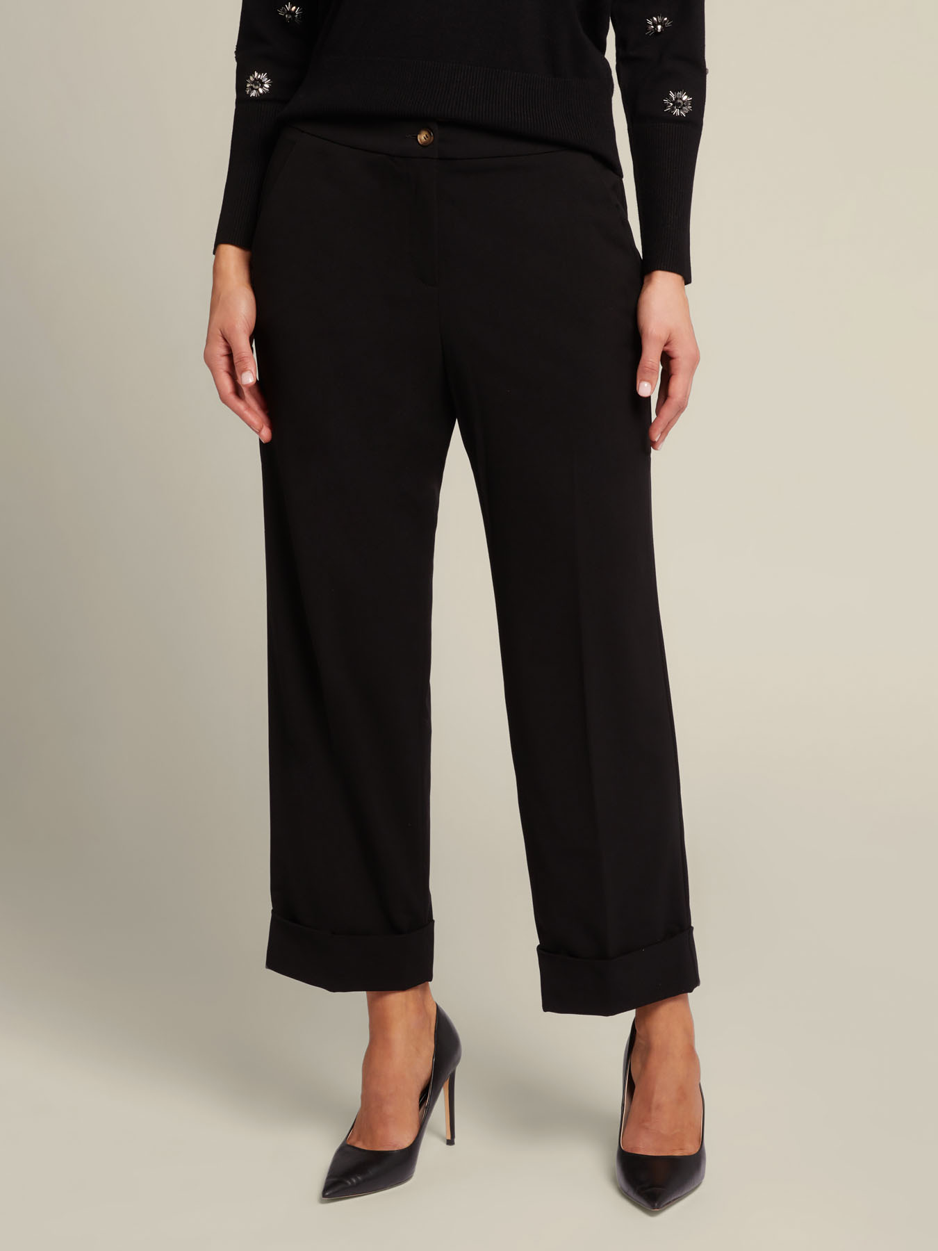 Pantaloni con risvolto in grisaglia image number 2