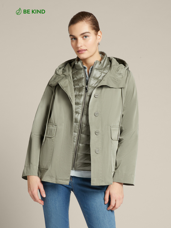 Parka in recycled nylon with detachable vest