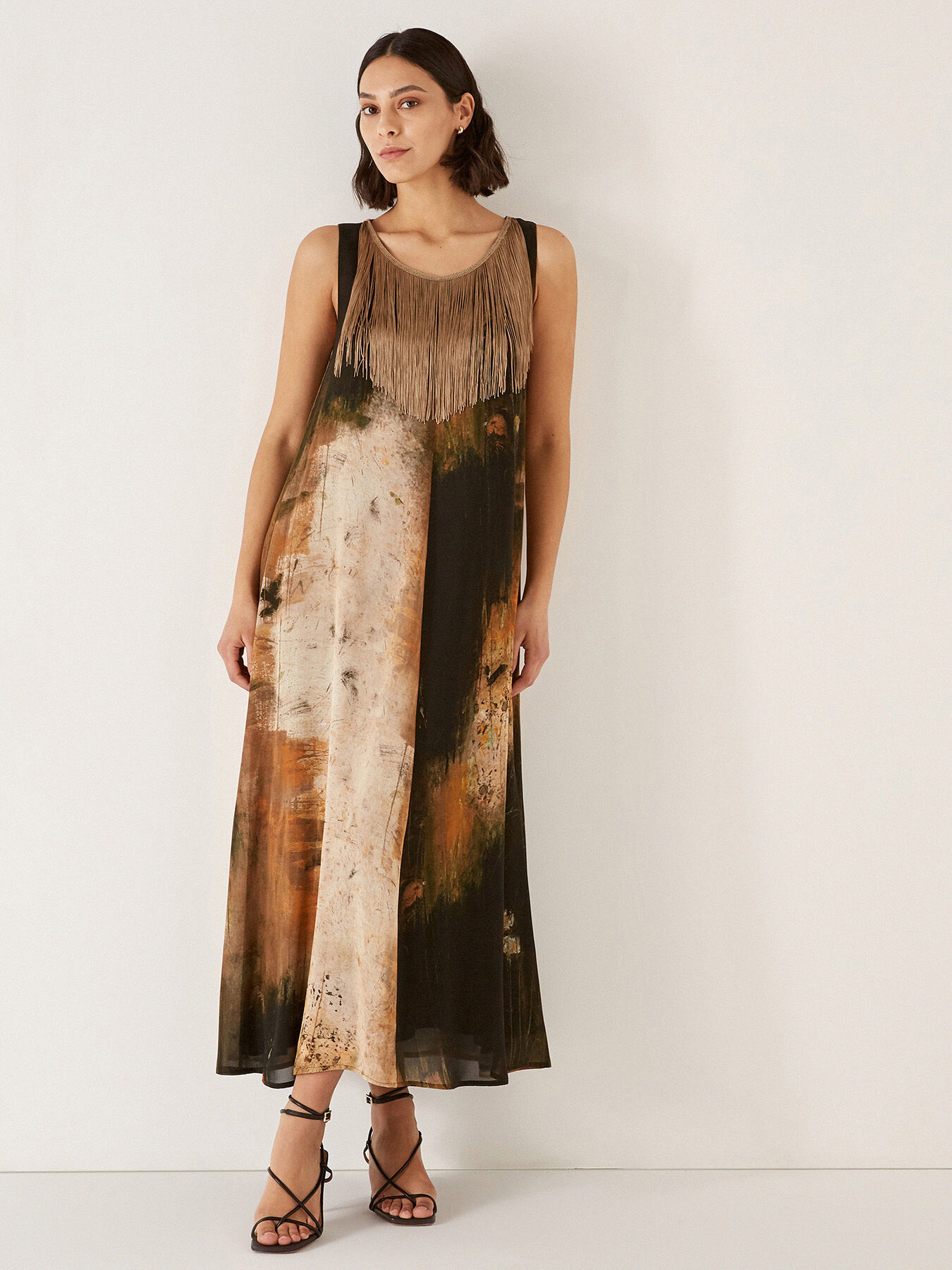 Bedrucktes Kleid mit Fransen image number 0