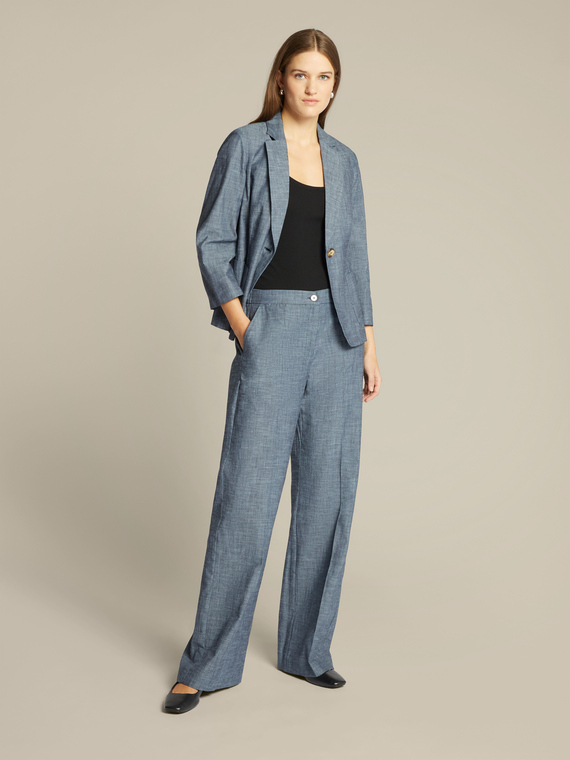 Wide chambray trousers