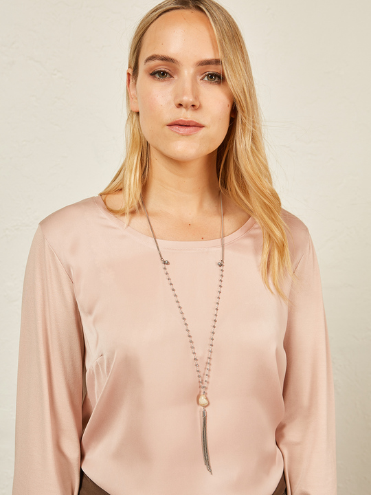 Elenamiro&nbsp;: Sautoir avec cristaux et pendentif Gris_1