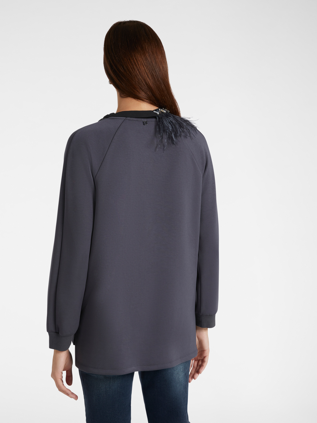 Sweatshirt with feather trim image number 1