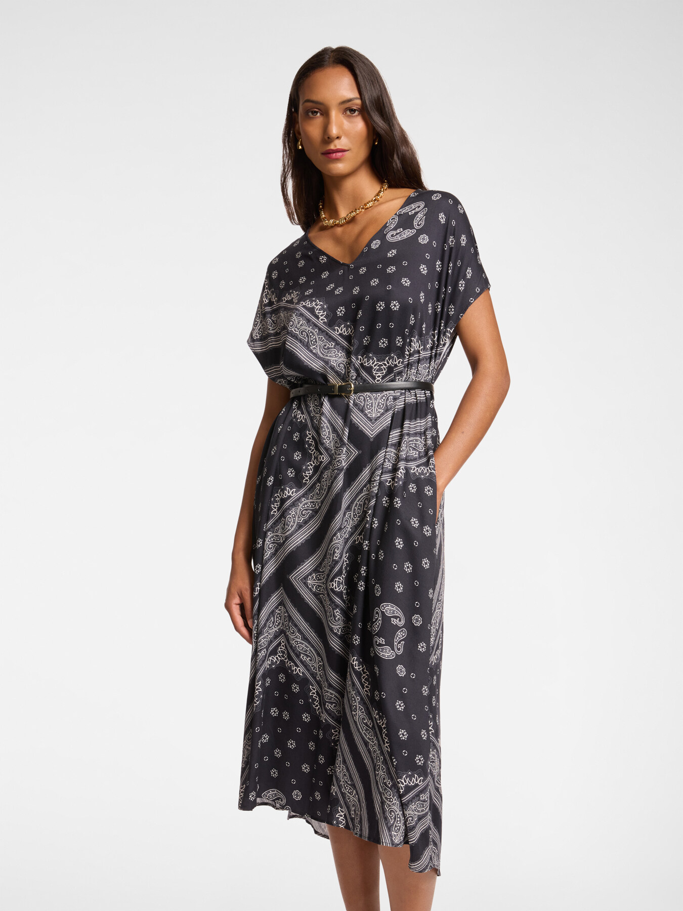 Midikleid mit Tuchdruck image number 2