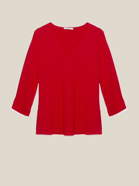 Elenamiro: Maglia con bordo a fondo manica Rosso_1