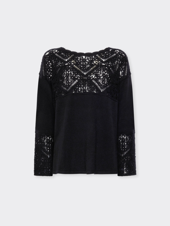 Maglia con inserti in punto pizzo