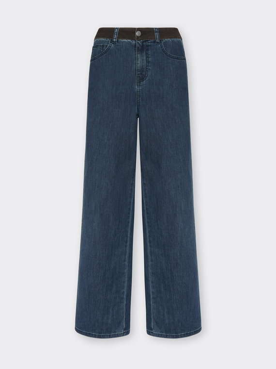 Jeans mit weitem Bein und seitlichen Profilen,  "Wanda"