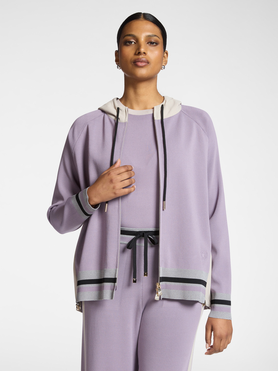 Cardigan en viscose mélangée avec capuche et zip