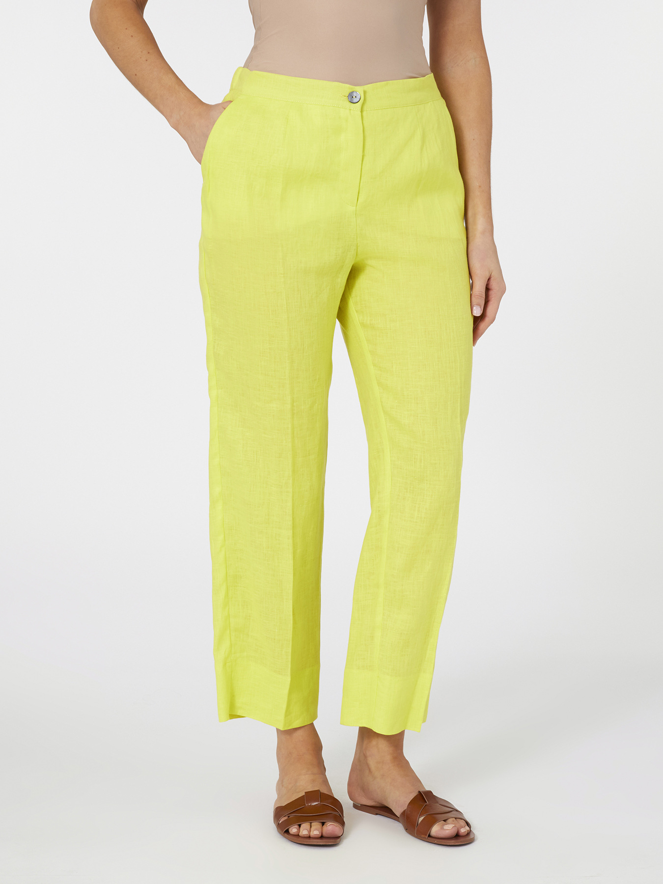 Straight-leg linen trousers image number 2