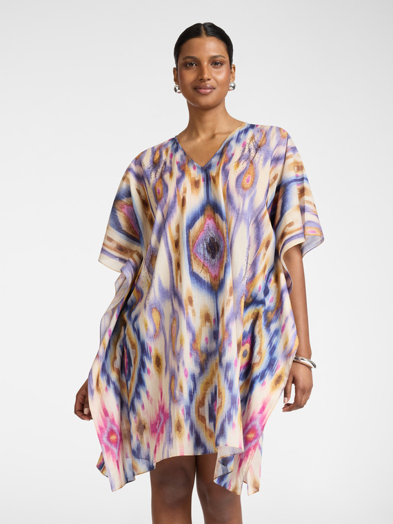 Poncho in mussola di cotone stampato