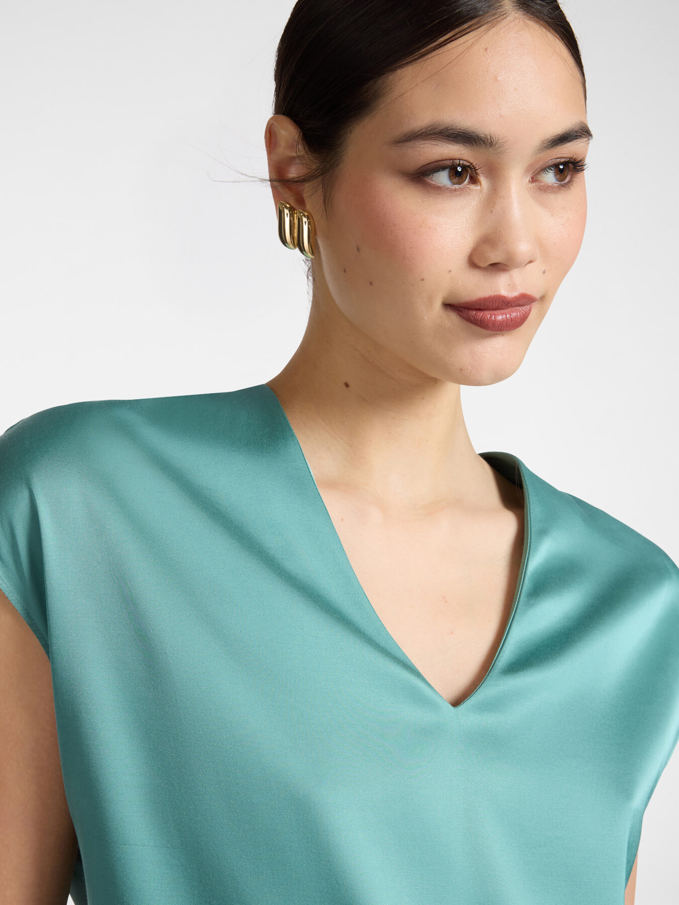 V-neck satin blouse image number 3
