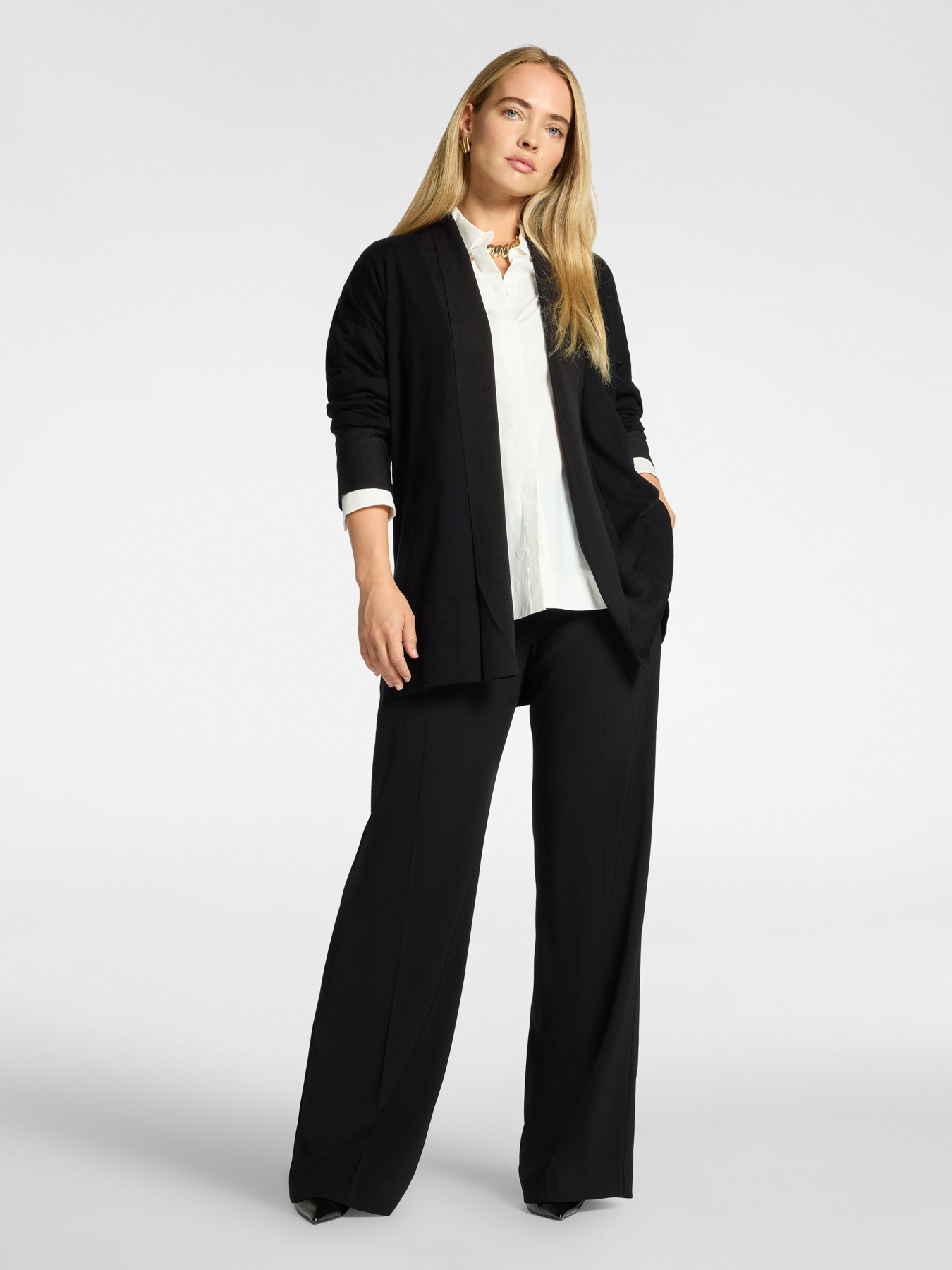 Long cardigan in pure wool image number 2