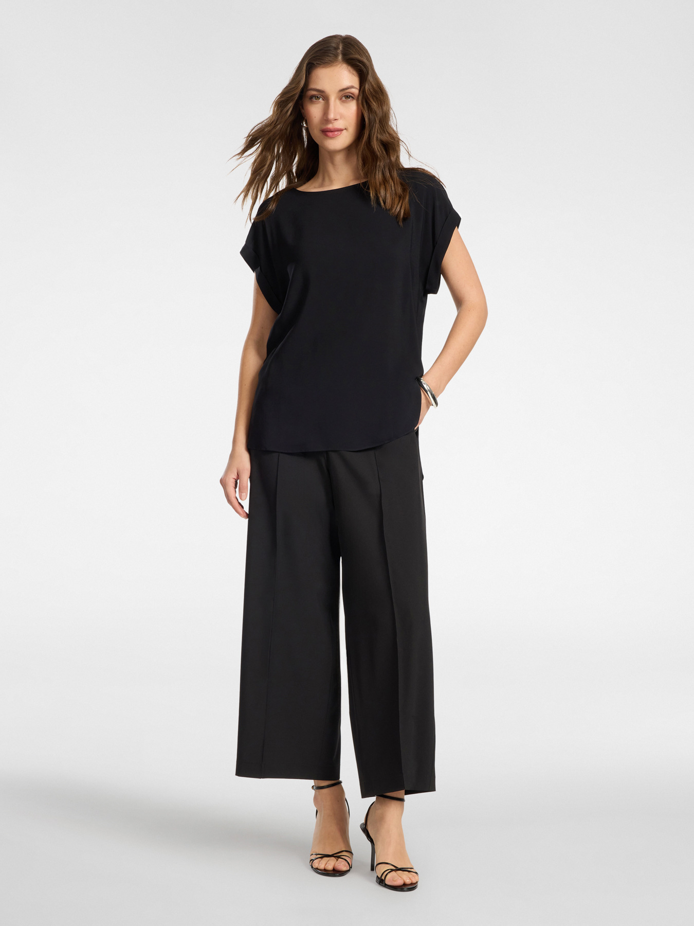 Blusa in cr&ecirc;pe de chine image number 2