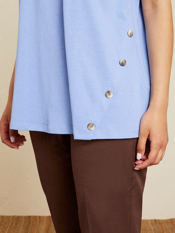 Elena Mirò T-shirt in cotone con bottoni Donna