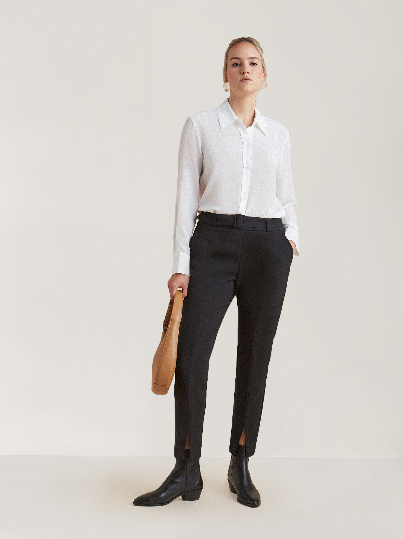 Pantalones con cinturón de tela image number 0