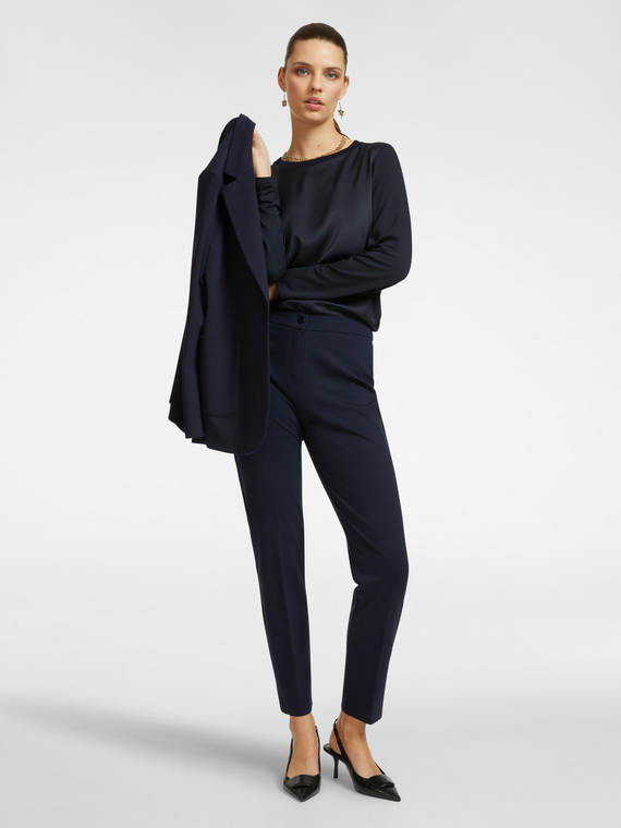 Milano knit fabric slim-fit trousers