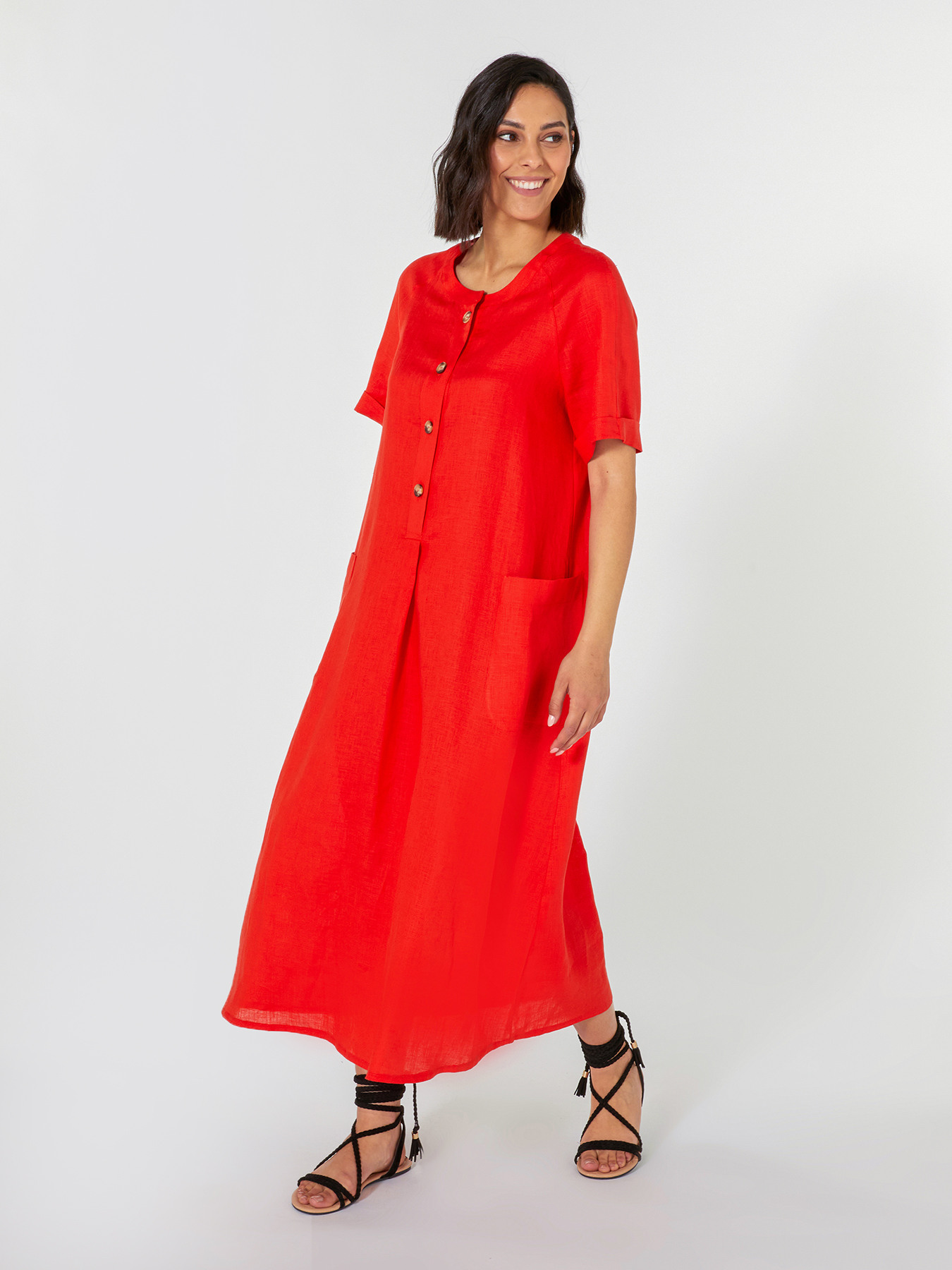 Abito in lino con scollo a barchetta image number 2