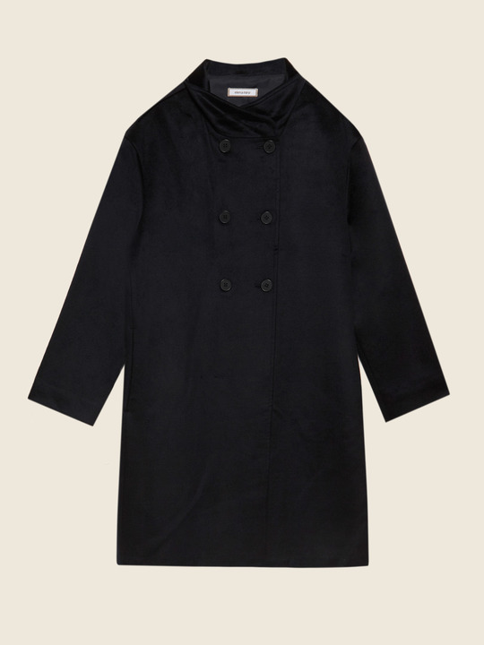 Elenamiro&nbsp;: Manteau doubl&eacute; en tissu tricot&eacute; Bleu_1