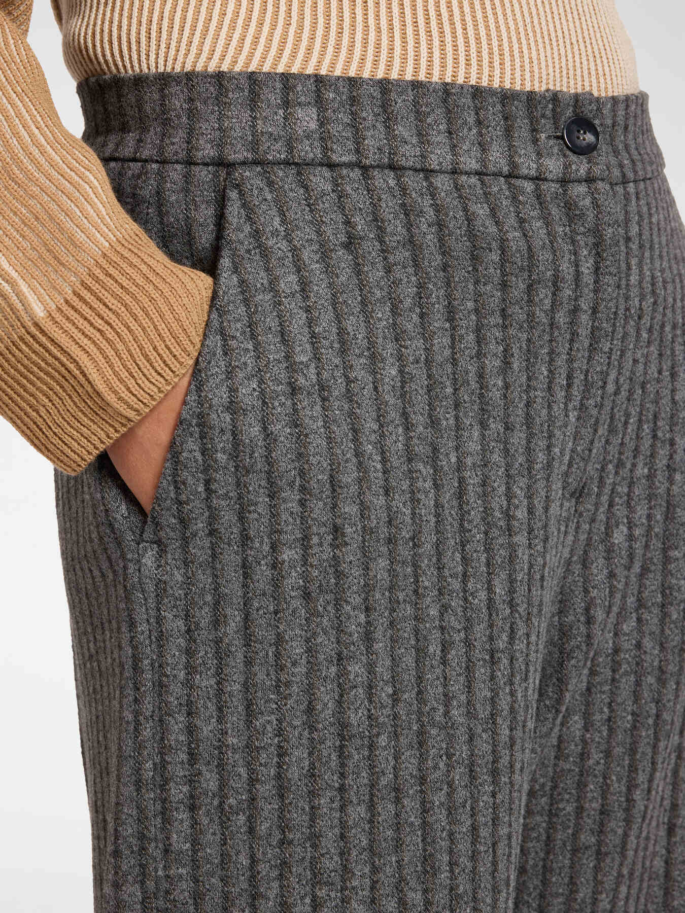 Pinstriped jacquard palazzo pants image number 3