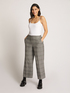 CROPPED-HOSE AUS STRETCH-FLANELL MIT GLENCHECK-MUSTER image number 3