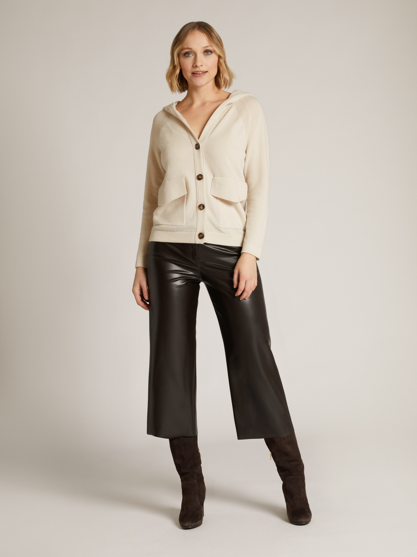 100% wool cardigan with hood image number 2