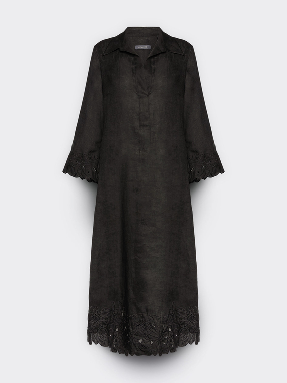 Linen dress with lace