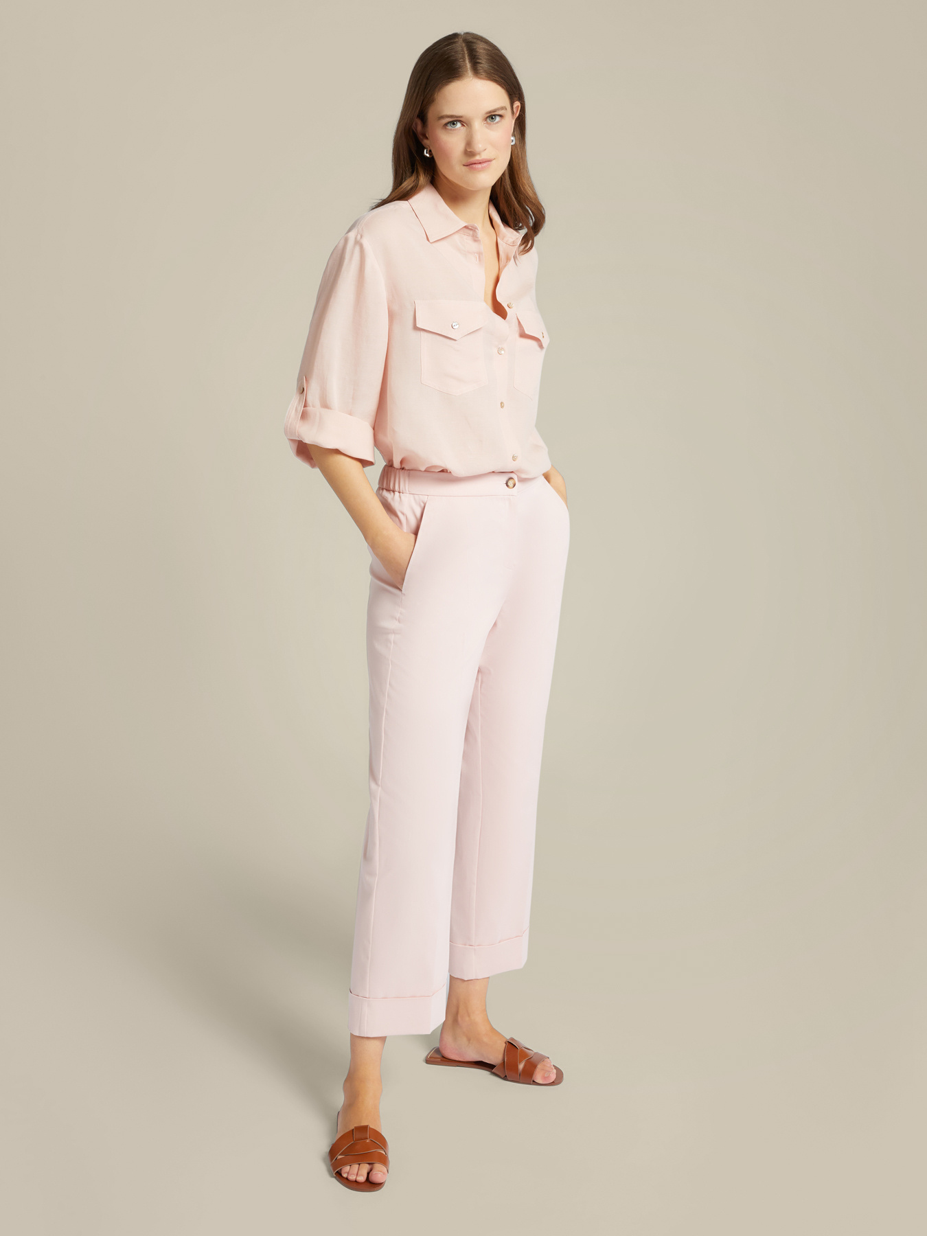 Cropped trousers in sustainable cotton image number 0