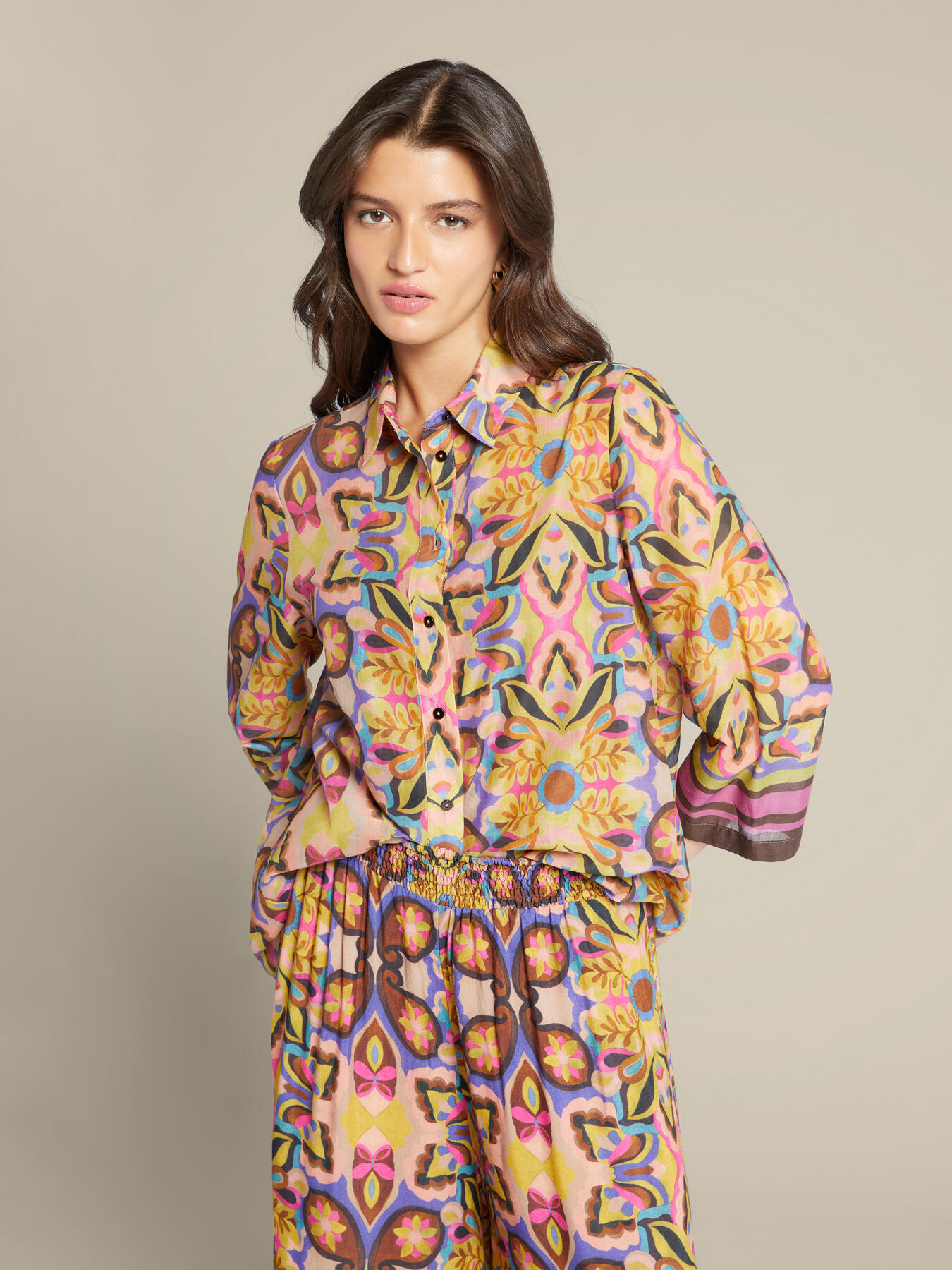 Shirt with ethnic print image number 0