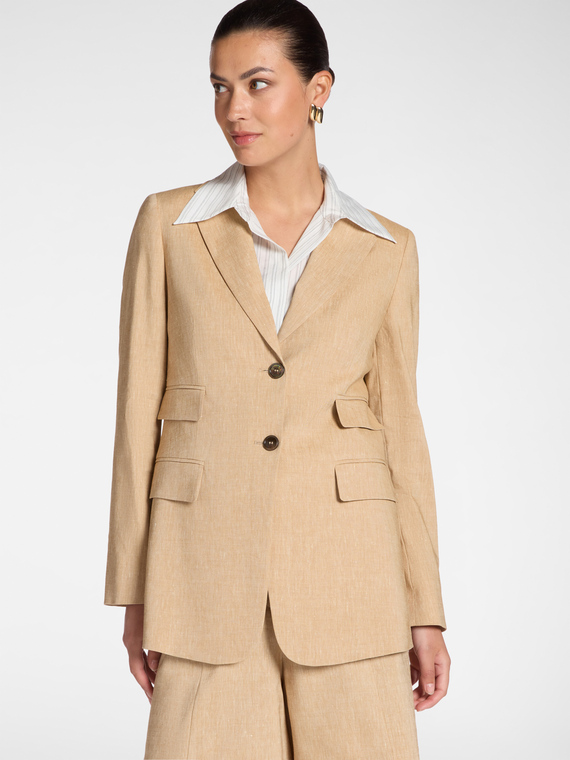 Einreihiger Blazer aus Leinenmischung