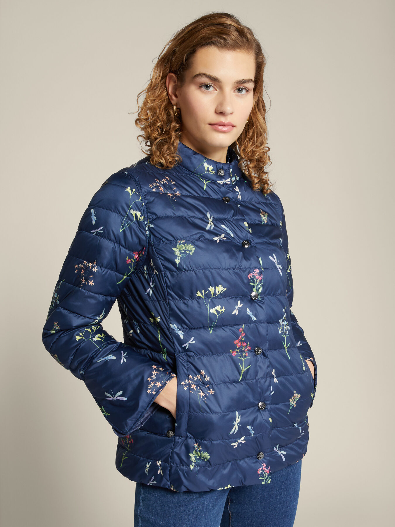 Reversible floral down jacket