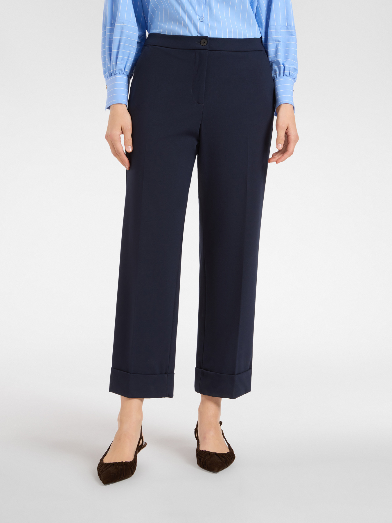 Wide leg trousers with cuffs image number 2