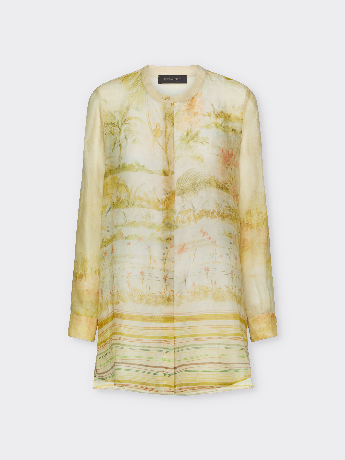 Camisa larga de ramio estampado image number 4