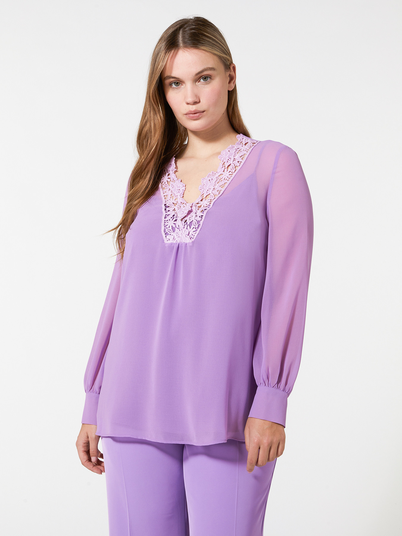 Blouse avec dentelle macram&eacute; image number 0