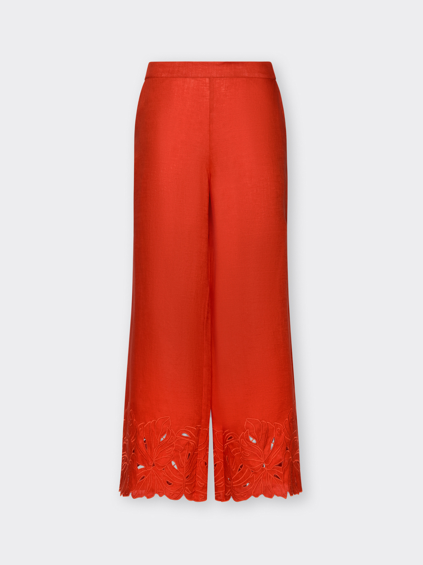 Linen trousers with embroidered edges image number 4