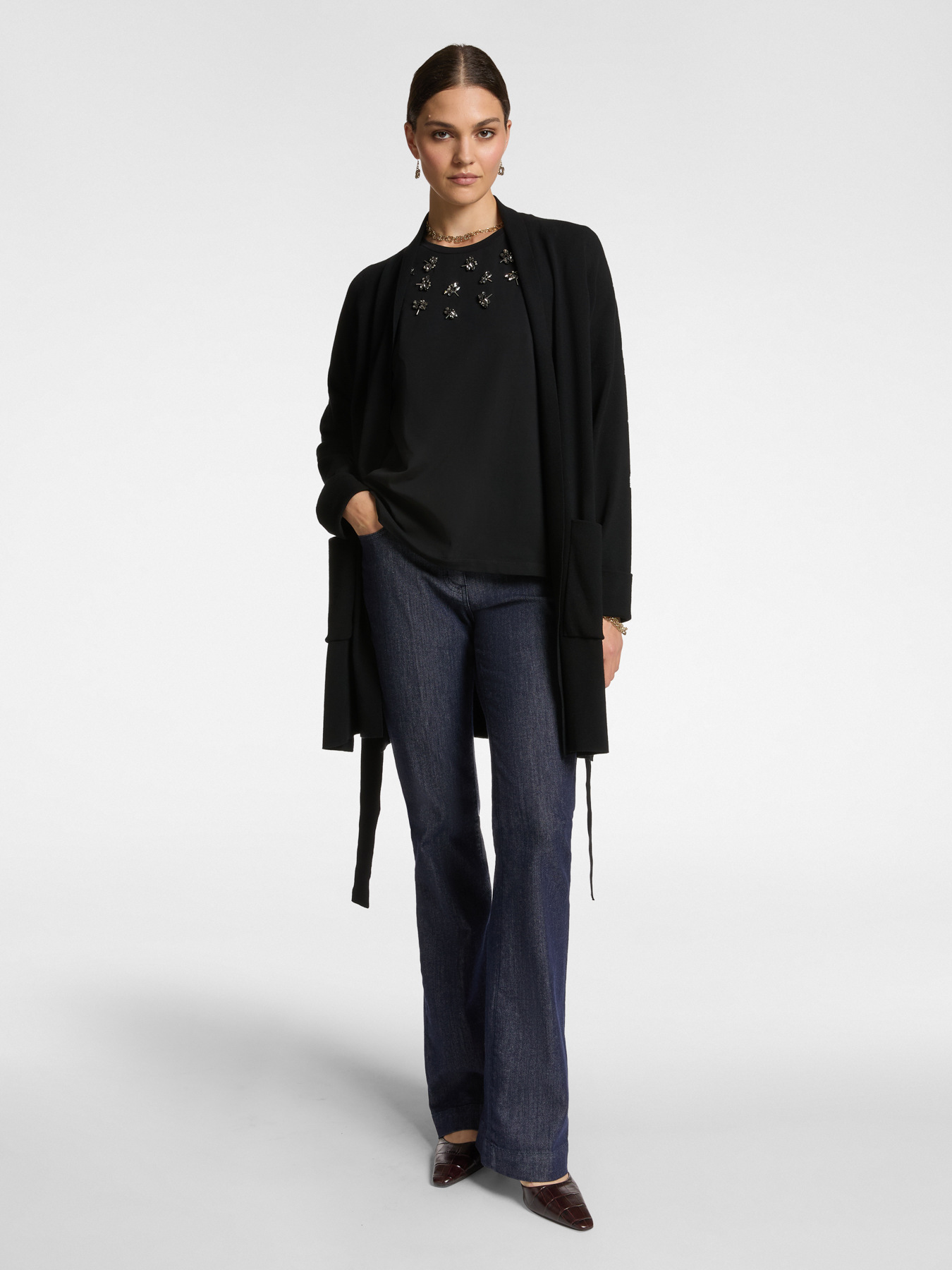 Long cardigan with sash image number 2