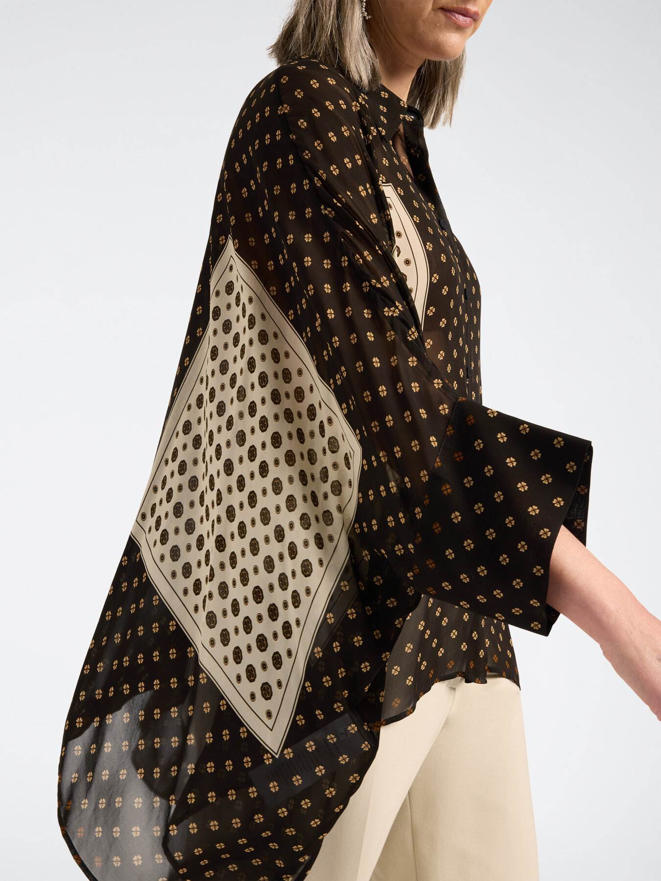 Oversized printed georgette shirt image number 3