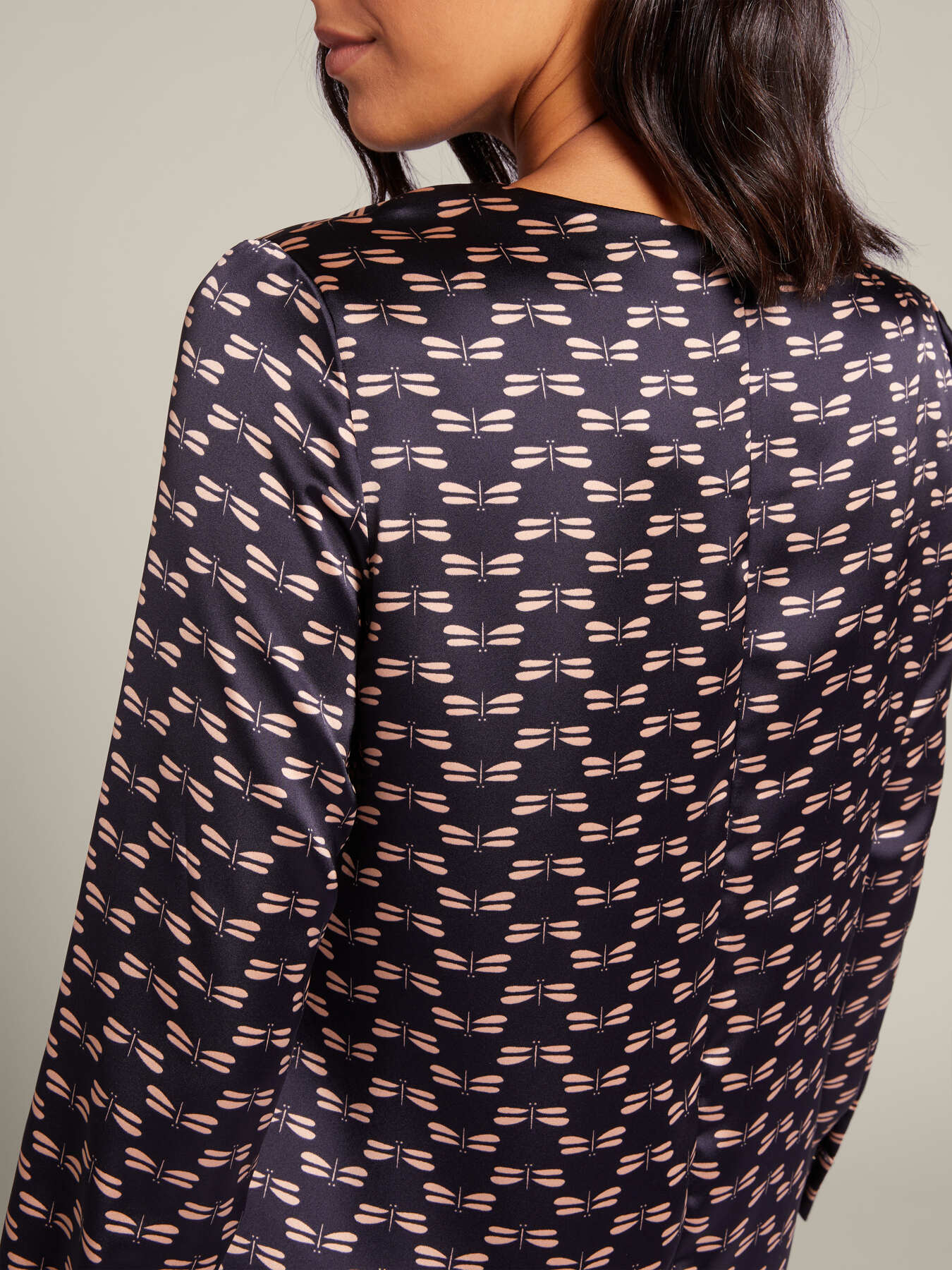 Abito/tunica in raso stampa libellule image number 3