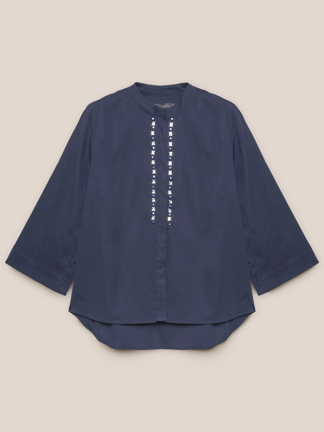 Camicia ricamata in cotone stretch image number 4